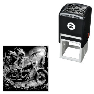 Grimbone and Skulldust, mounted their big chopper  Self-inking Stamp