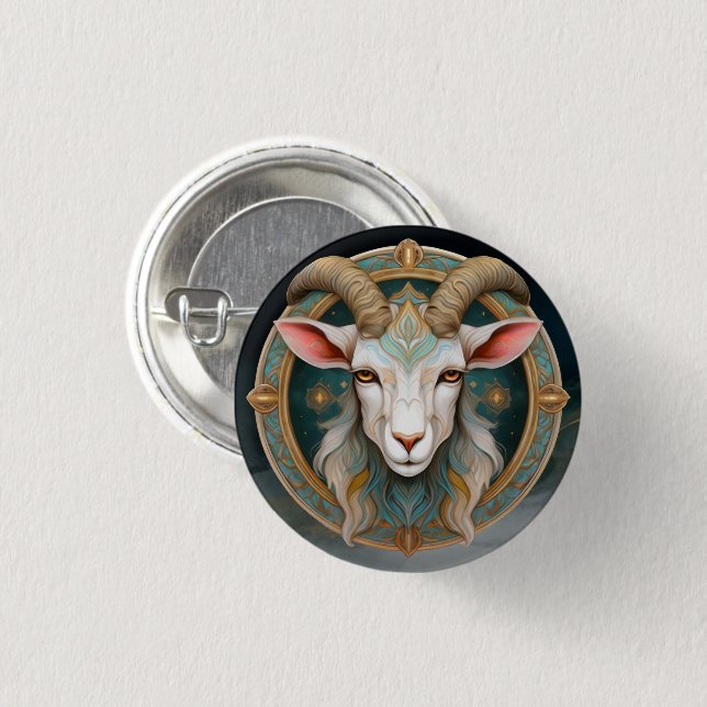 Grimmloch Goat Emblem Fantasy RPG 3 Cm Round Badge (Front & Back)