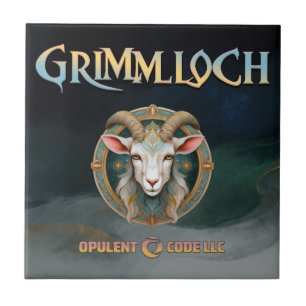 Grimmloch Goat Emblem Fantasy RPG Ceramic Tile