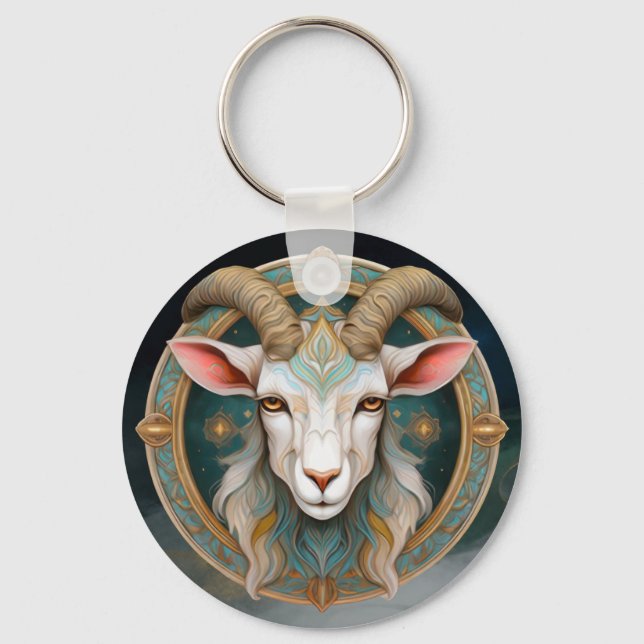 Grimmloch Goat Emblem Fantasy RPG Key Ring (Front)