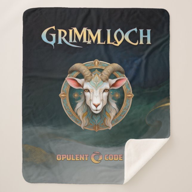 Grimmloch Goat Emblem Fantasy RPG Single-Sided Sherpa Blanket (Front)