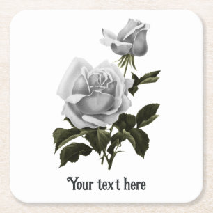 Grimoire White Rose Square Paper Coaster