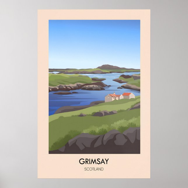 Grimsay Scotland Travel Poster (Front)