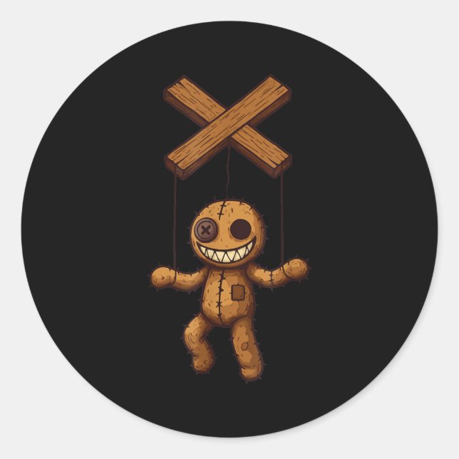 Grimstring – Soky Playful Puppet Marionette Cartoo Classic Round Sticker (Front)