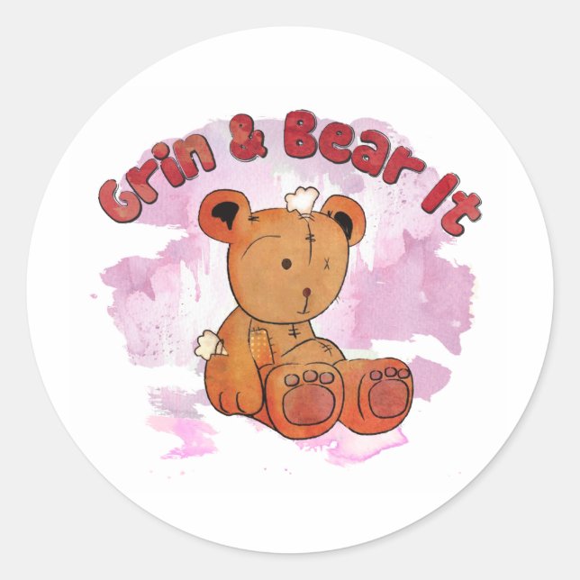 grin and bear it classic round sticker (Front)