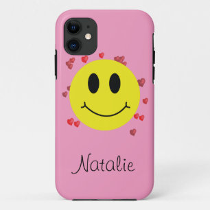 Grin Face with Red Hearts iPhone 11 Case