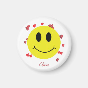 Grin Face with Red Hearts Personalised    Magnet