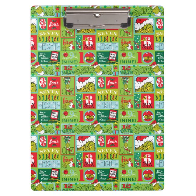 Grinch | 12 Days of Grinchmas Pattern Clipboard (Front)