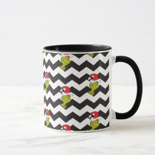 Grinch   Black & White Holiday Chevron Pattern Mug