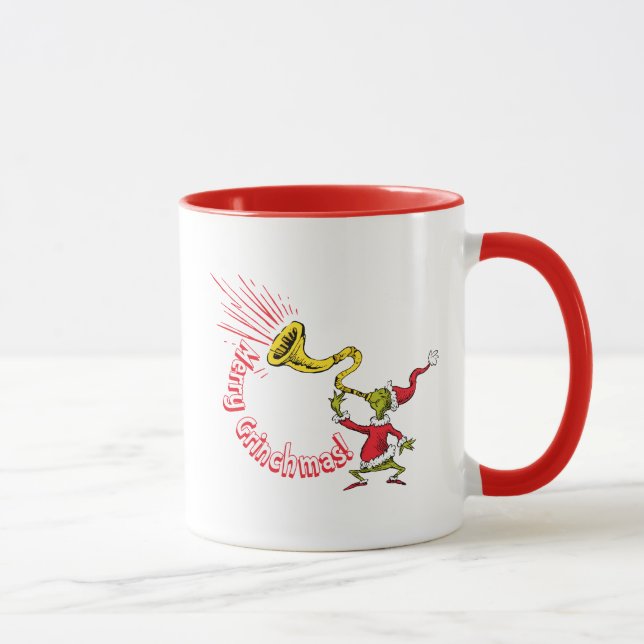 Grinch Blowing the Merry Grinchmas Horn Mug (Right)