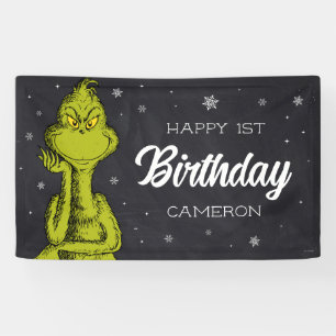 Grinch Chalkboard Birthday Banner
