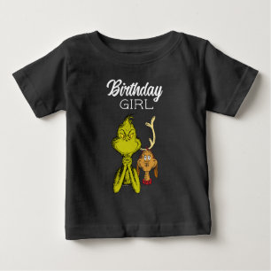 Grinch Chalkboard Birthday Girl Baby T-Shirt
