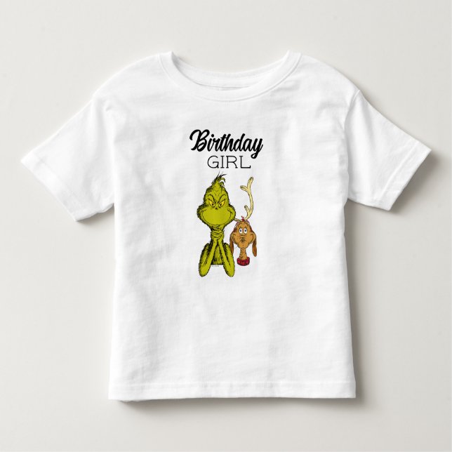 Grinch Chalkboard Birthday Girl Toddler T-Shirt (Front)