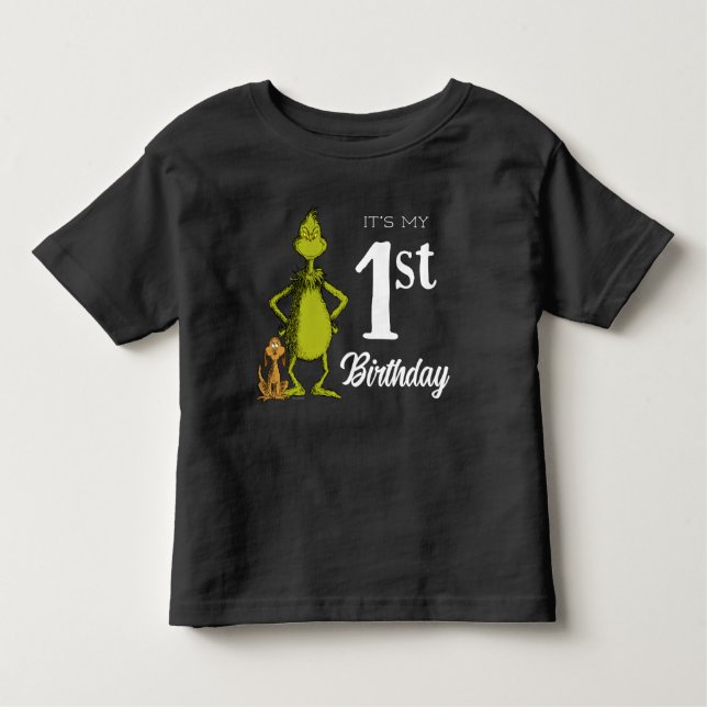 Grinch Chalkboard First Birthday Toddler T-Shirt (Front)