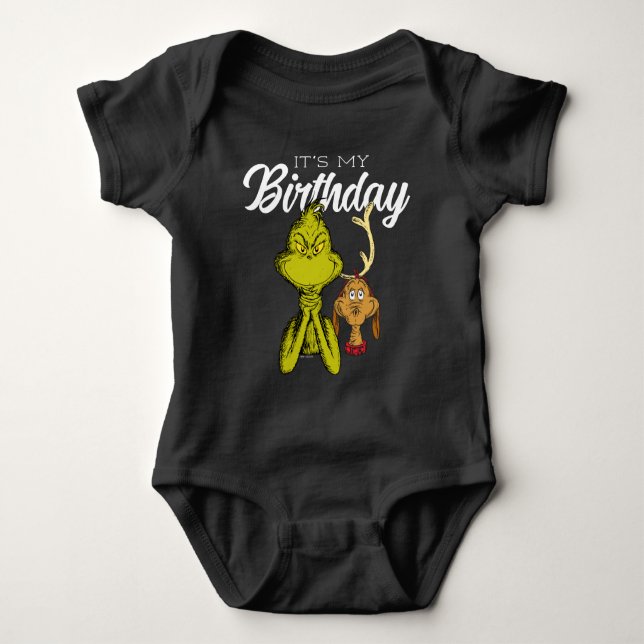 Grinch Chalkboard It's My Birthday Baby Bodysuit (Front)