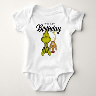 Grinch Chalkboard It's My Birthday Baby Bodysuit