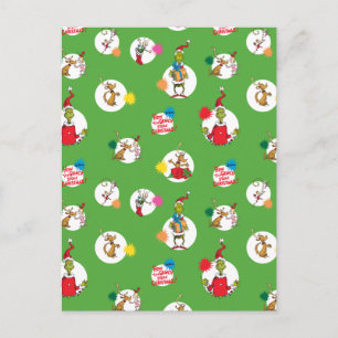 Grinch Christmas Dot Pattern Holiday Postcard