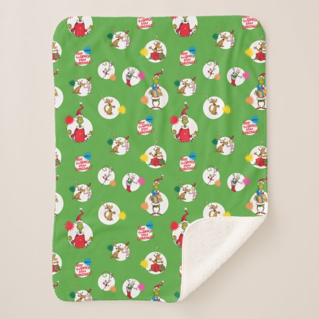 Grinch | Christmas Dot Pattern Sherpa Blanket (Front)