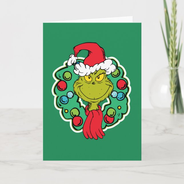 Grinch | Christmas Holiday Wreath Card (Front)