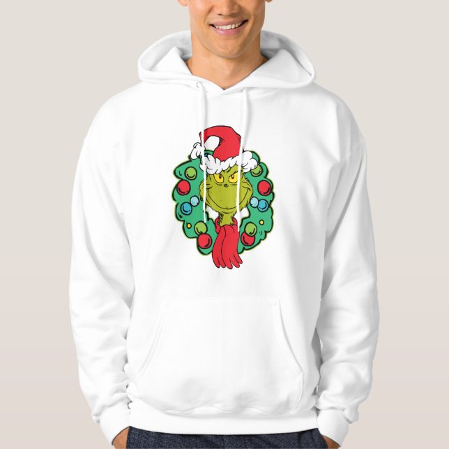 Grinch | Christmas Holiday Wreath Hoodie (Front)
