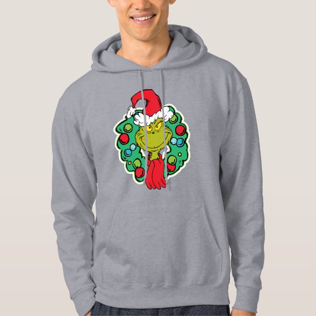 Grinch | Christmas Holiday Wreath Hoodie (Front)