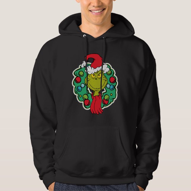 Grinch | Christmas Holiday Wreath Hoodie (Front)