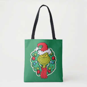 Grinch   Christmas Holiday Wreath Tote Bag