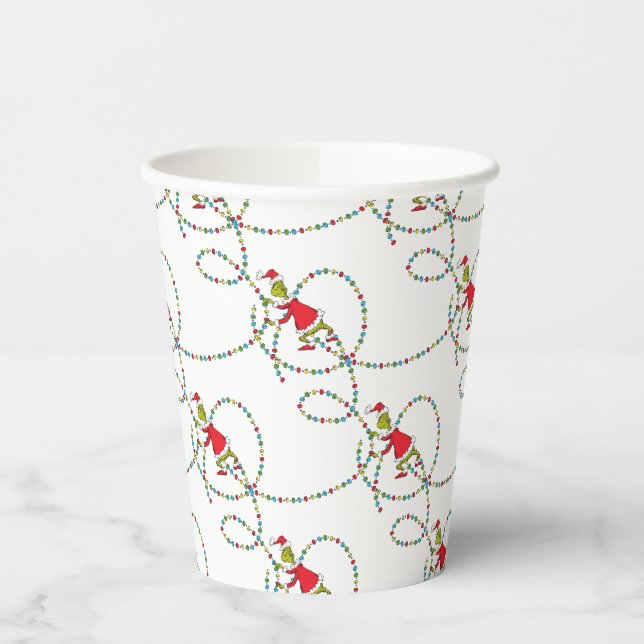 Grinch | Christmas Lights Pattern Paper Cups (Left)