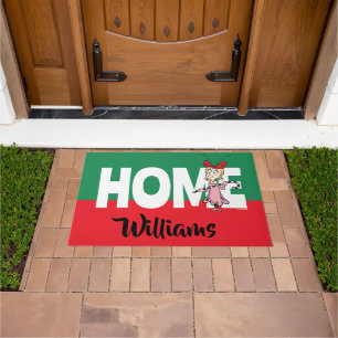 Grinch Cindy-Lou Who - Holding Candy Cane Doormat