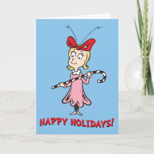 Grinch Cindy-Lou Who - Holding Candy Cane Holiday Card