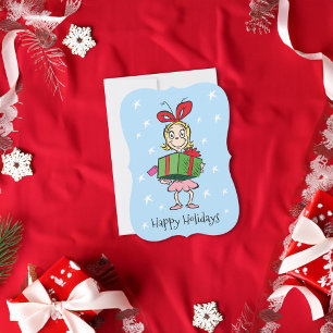 Grinch   Cindy-Lou Who - Holding Present Holiday Card
