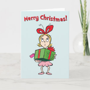 Grinch Cindy-Lou Who - Holding Present Holiday Card