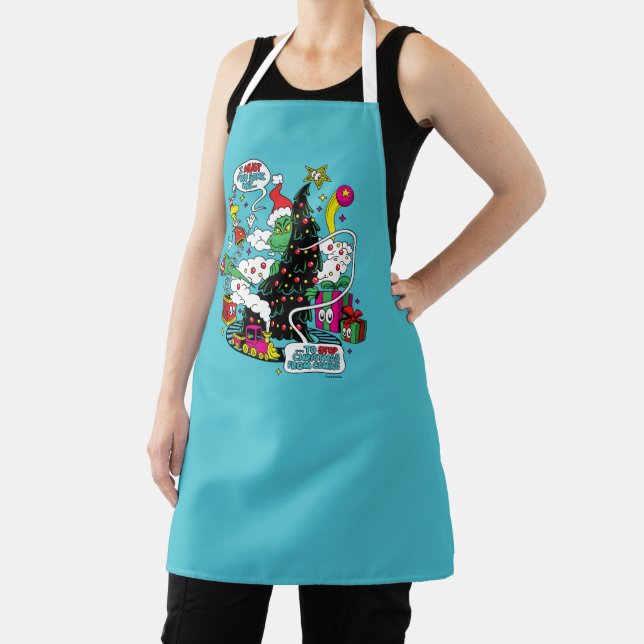 Grinch Colourful Christmas Graphic Apron (Insitu)