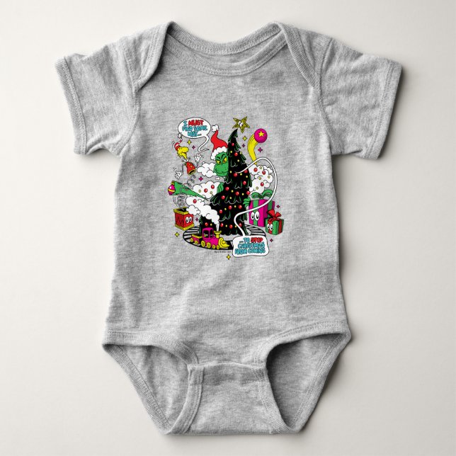 Grinch Colourful Christmas Graphic Baby Bodysuit (Front)