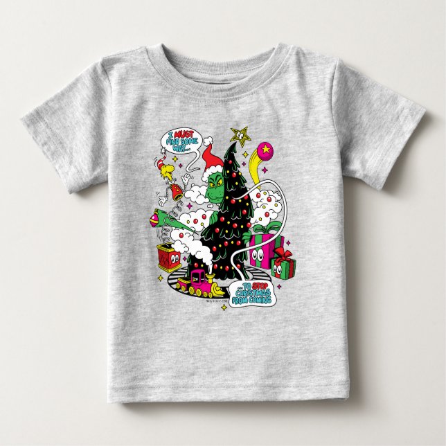 Grinch Colourful Christmas Graphic Baby T-Shirt (Front)