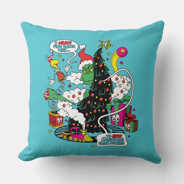 Grinch Colourful Christmas Graphic Cushion (Front)