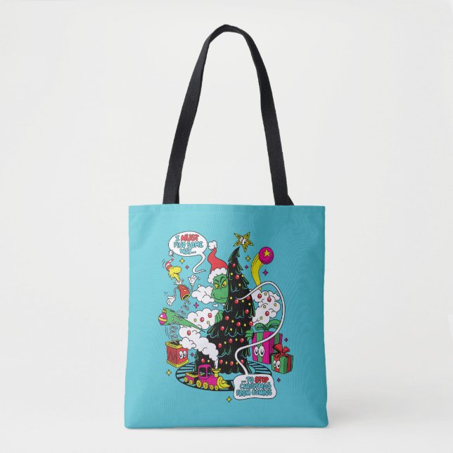 Grinch Colourful Christmas Graphic Tote Bag (Front)