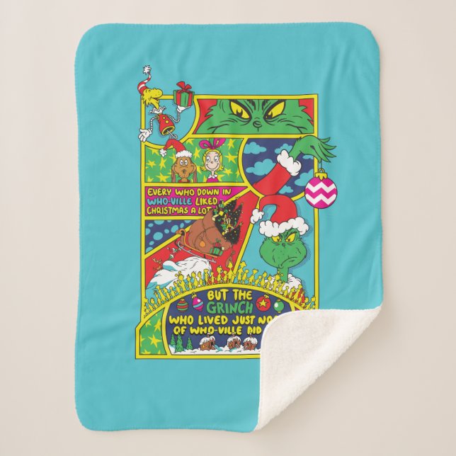 Grinch | Comic Graphic Sherpa Blanket (Front)