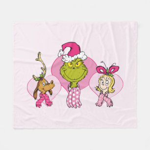 Grinch Crew in Pink Valentine's Portrait Fleece Blanket