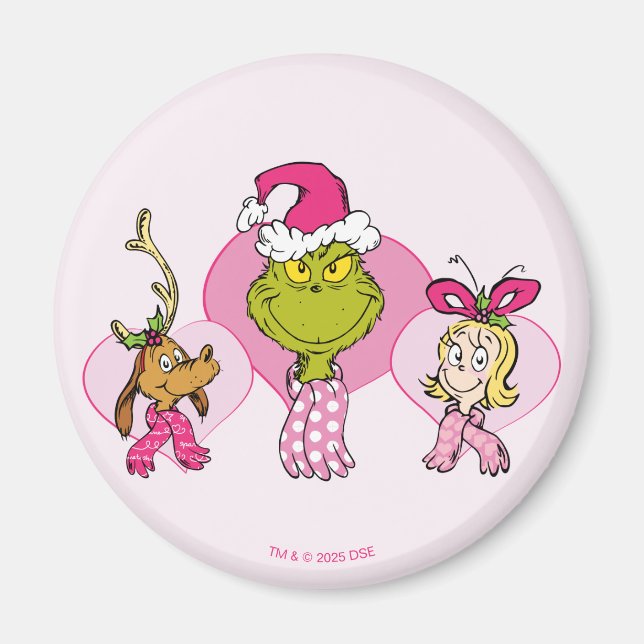Grinch Crew in Pink Valentine's Portrait Magnet (Front)
