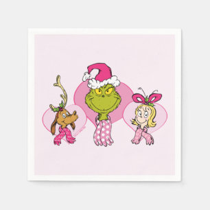 Grinch Crew in Pink Valentine's Portrait Napkin