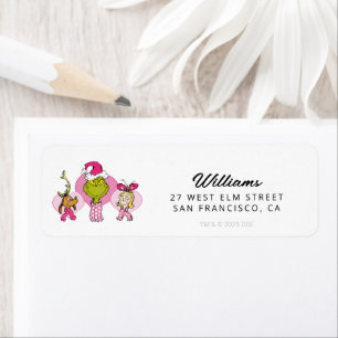 Grinch Crew in Pink Valentine's Portrait Return Address Label