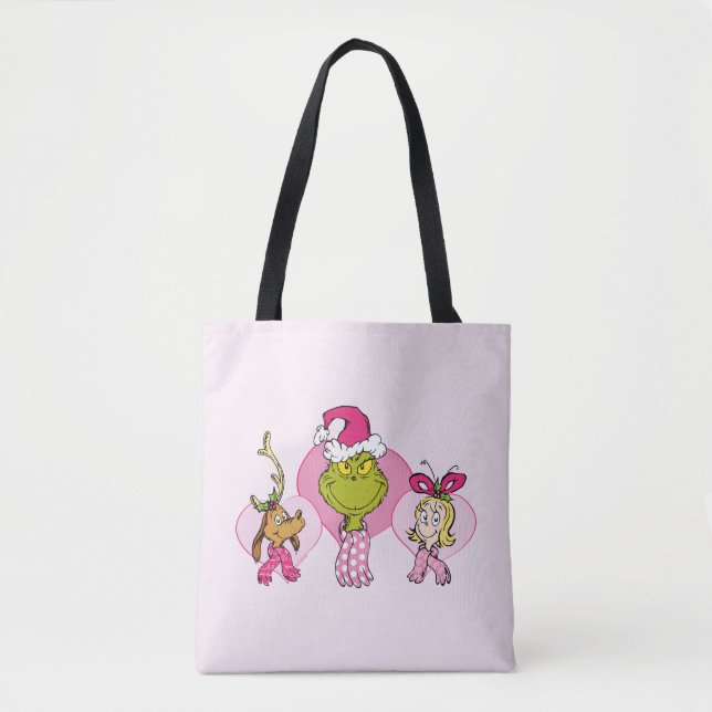 Grinch Crew in Pink Valentine's Portrait Tote Bag (Front)