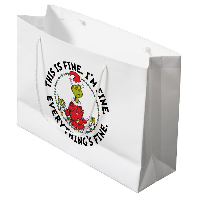 Grinch | Everything's Fine Large Gift Bag (Front Angled)