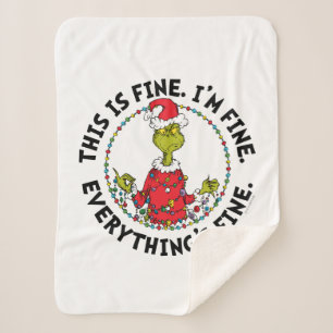 Grinch Everything's Fine Sherpa Blanket