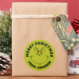 Grinch Face   Merry Christmas Classic Round Sticker