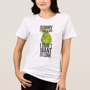 Grinch Funny Sorry I Was Late I Didn't Want Tri-Blend Shirt