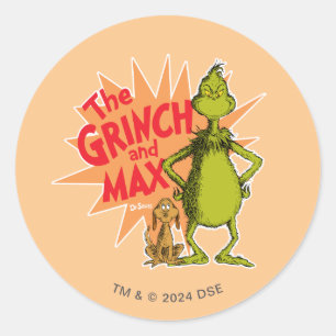 Grinch   Grinch & Max Starburst Classic Round Sticker
