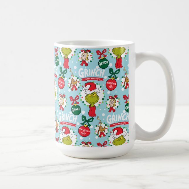 Grinch | Happy Wholidays Pattern Coffee Mug (Right)