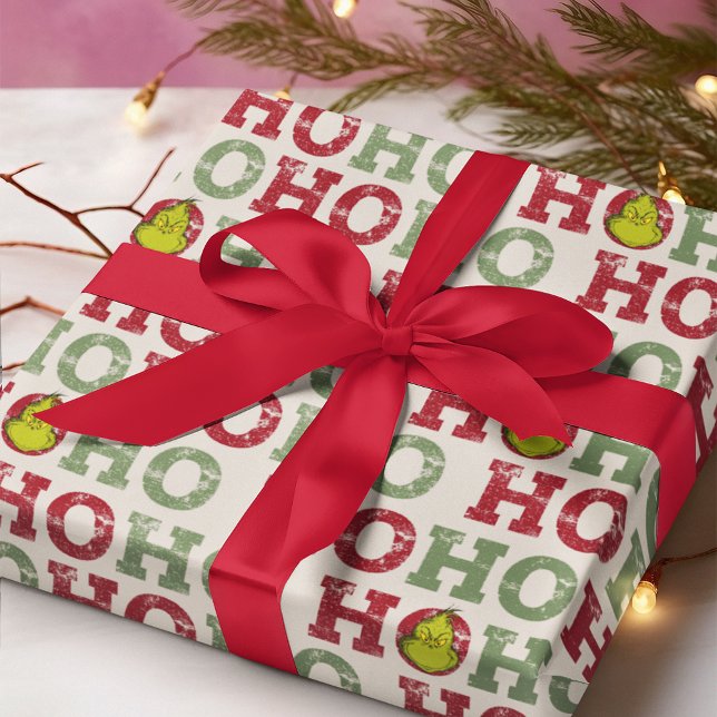 Grinch Ho Ho Ho Pattern Wrapping Paper (Wrapped gift)